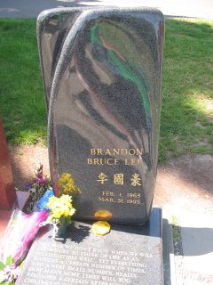 The Bruce Lee grave memorial.