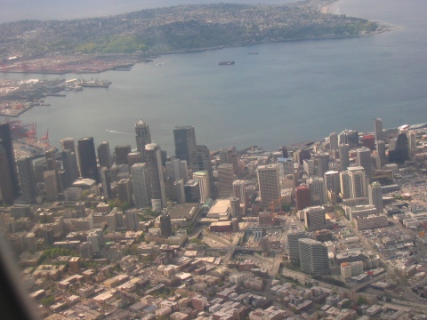 View from a flight into Seattle View from a flight into Seattle