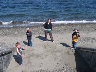 Drawing on the sand at Seattle Alki Beach