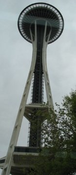Seattle Center monorail - view of the Space Needle