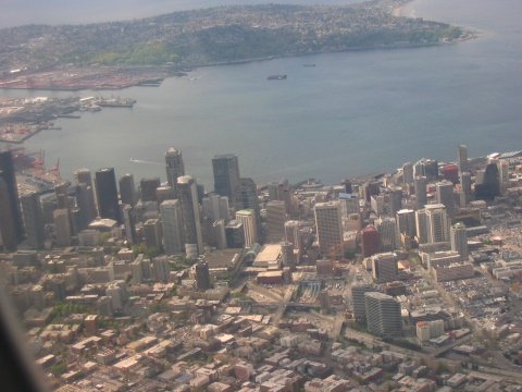 View from a flight into Seattle