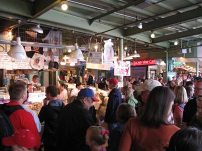 Crowded Fish Market at Pike Place